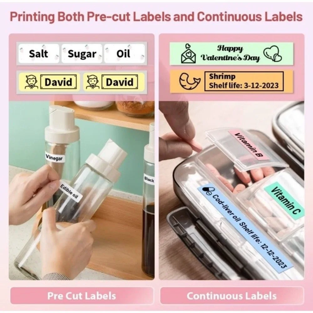 Label Maker Machine Portable Bluetooth Mini Thermal Label Printer Handheld Pink - Picture 9 of 9